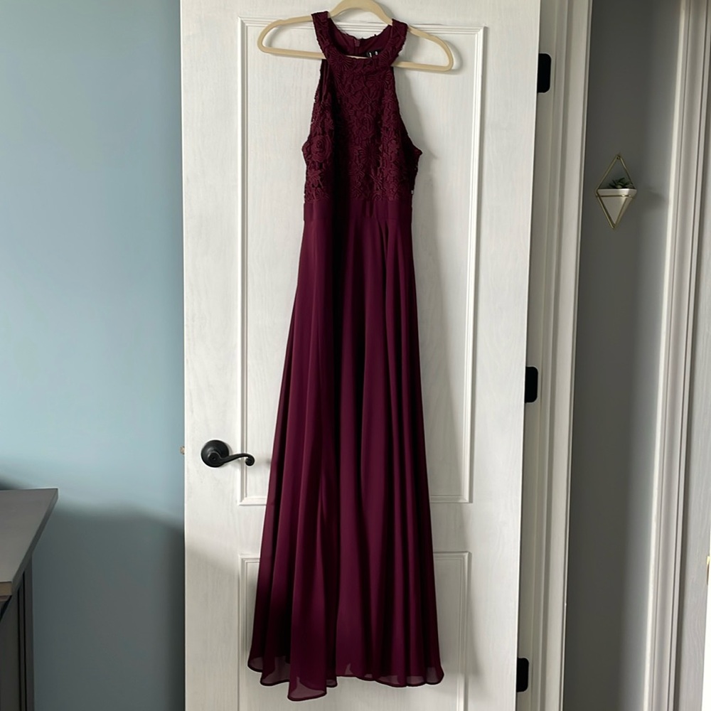 Lulu’s Picture Perfect Burgundy Lace Dress - Picture 2 of 3